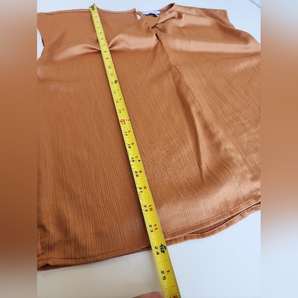 Nine West Brown Tan Womens Boho Sleeveless Satin Knot Detail Textured Top XL - Picture 9 of 13